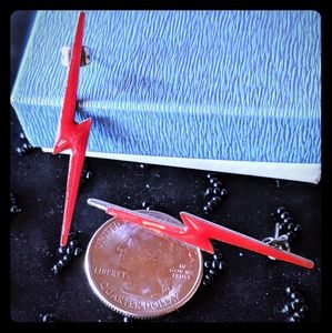 Vintage 1980's Red Hot Lightning Bolt Earrings